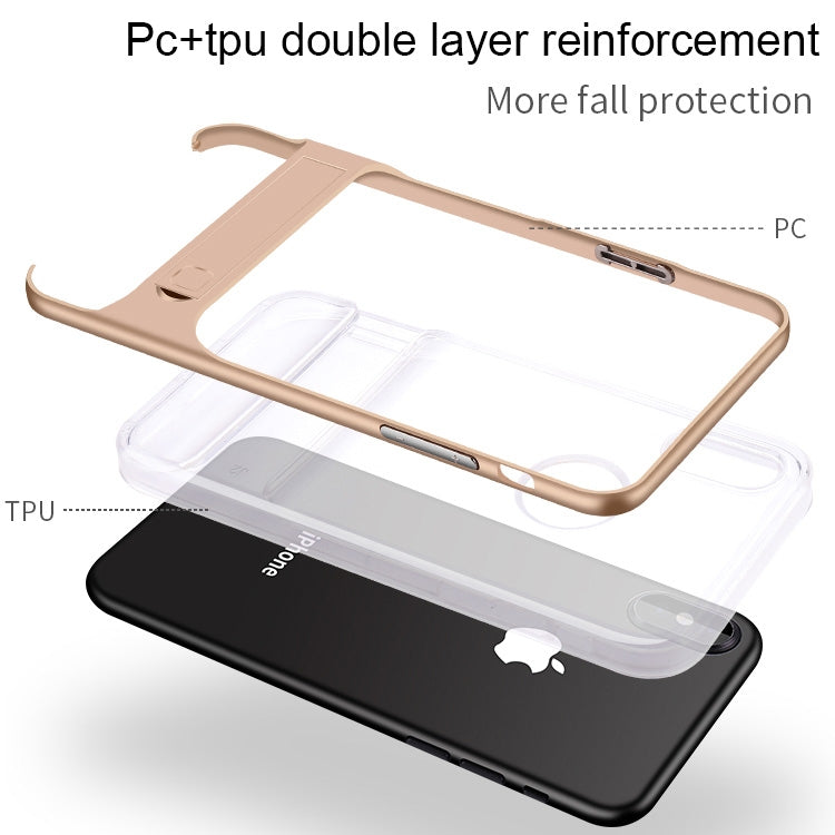 For iPhone XS Max Crystal Shockproof TPU + PC Case with Holder