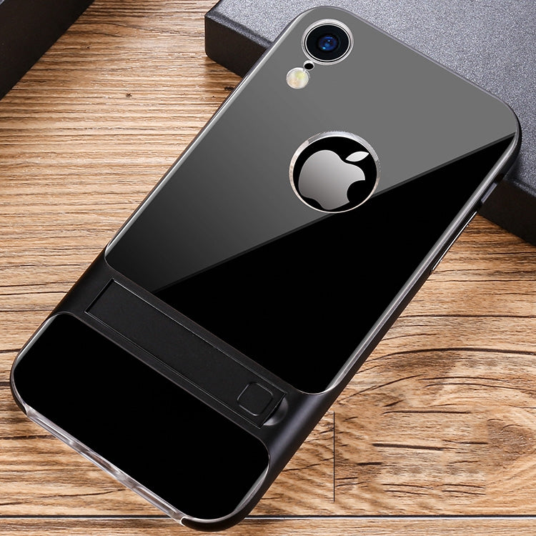 For iPhone XR Crystal Shockproof TPU + PC Case with Holder