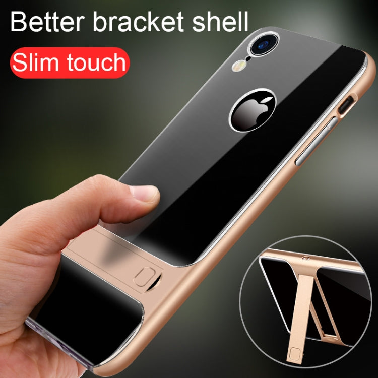 For iPhone XR Crystal Shockproof TPU + PC Case with Holder