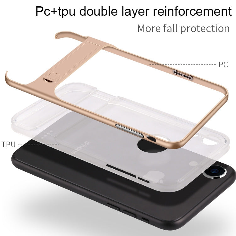 For iPhone XR Crystal Shockproof TPU + PC Case with Holder
