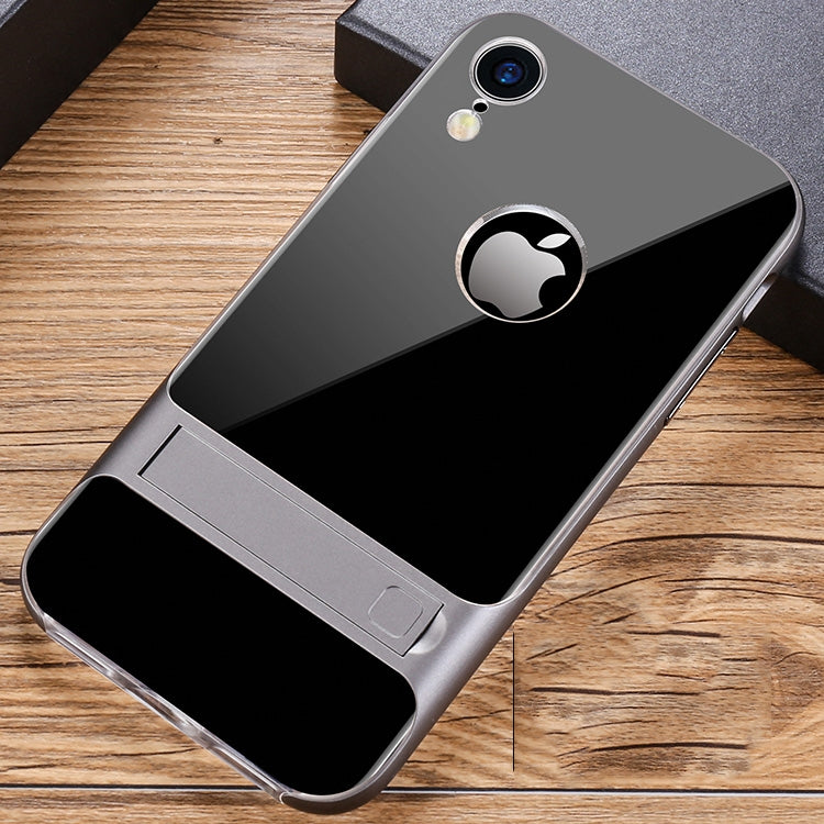 For iPhone XR Crystal Shockproof TPU + PC Case with Holder
