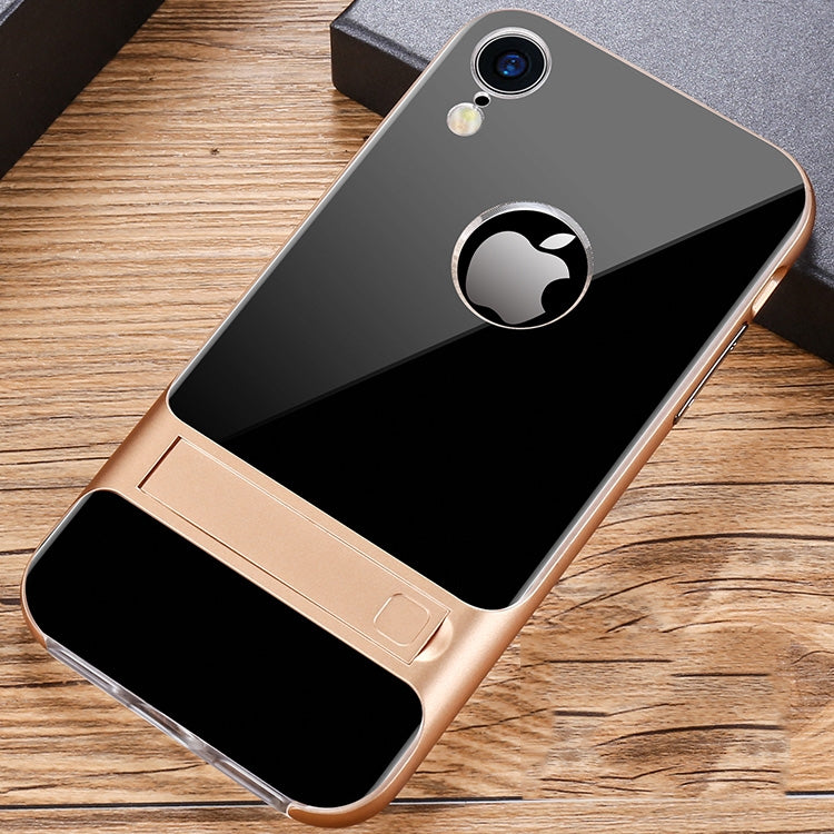 For iPhone XR Crystal Shockproof TPU + PC Case with Holder