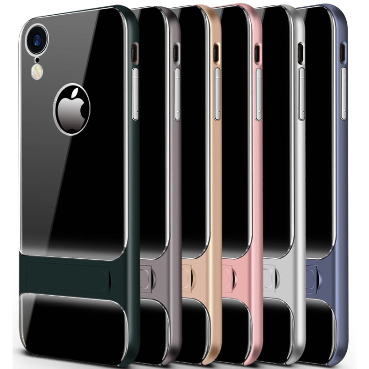 For iPhone XR Crystal Shockproof TPU + PC Case with Holder