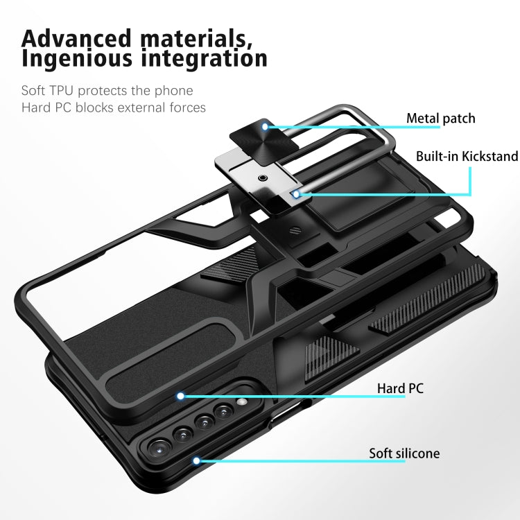 For LG Stylo 7 Armor 2 in 1 PC + TPU Magnetic Shockproof Case with Foldable Holder