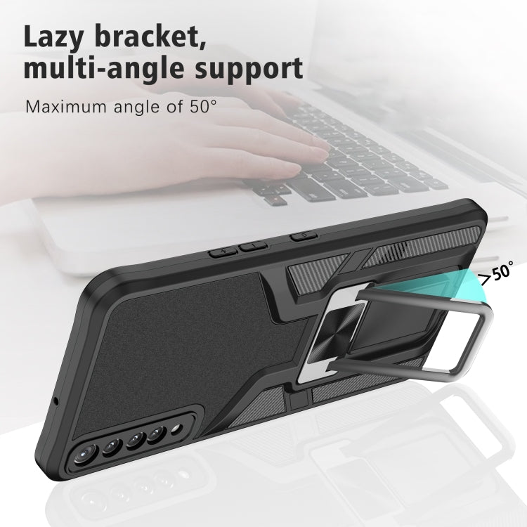 For LG Stylo 7 Armor 2 in 1 PC + TPU Magnetic Shockproof Case with Foldable Holder