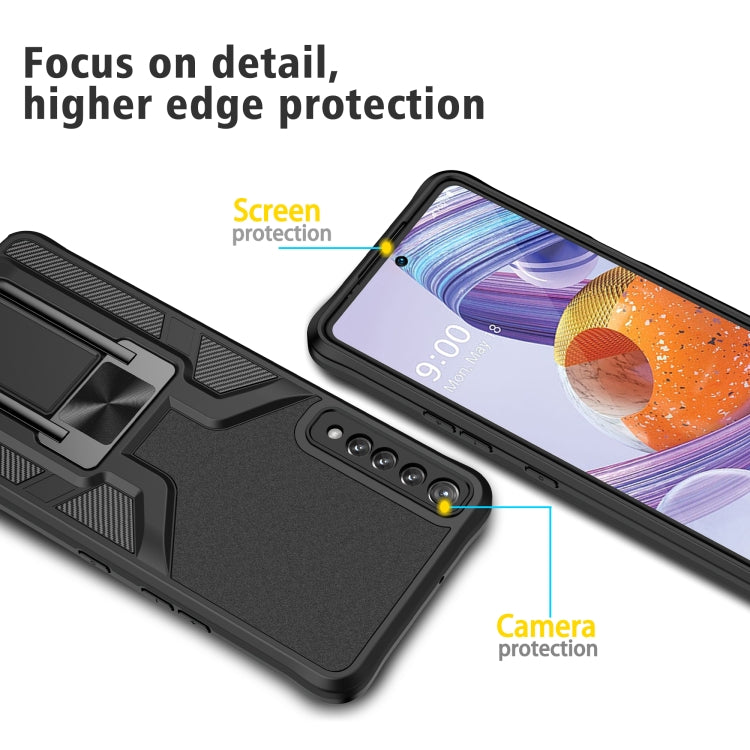 For LG Stylo 7 Armor 2 in 1 PC + TPU Magnetic Shockproof Case with Foldable Holder