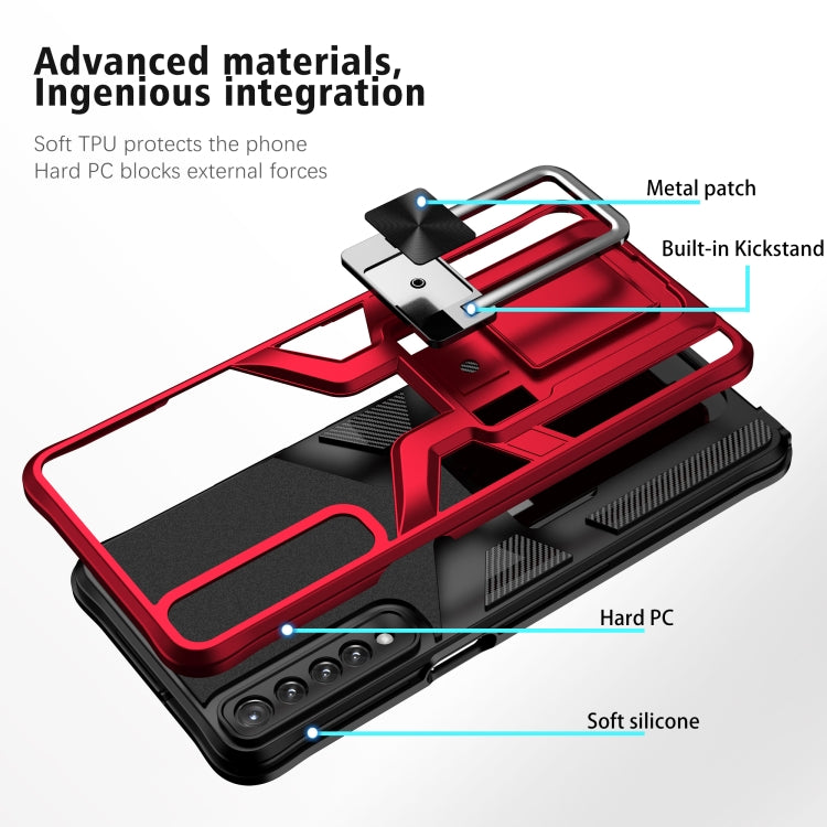For LG Stylo 7 Armor 2 in 1 PC + TPU Magnetic Shockproof Case with Foldable Holder