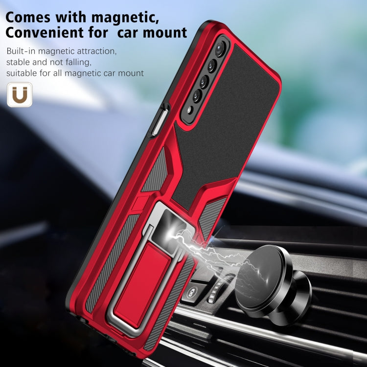 For LG Stylo 7 Armor 2 in 1 PC + TPU Magnetic Shockproof Case with Foldable Holder