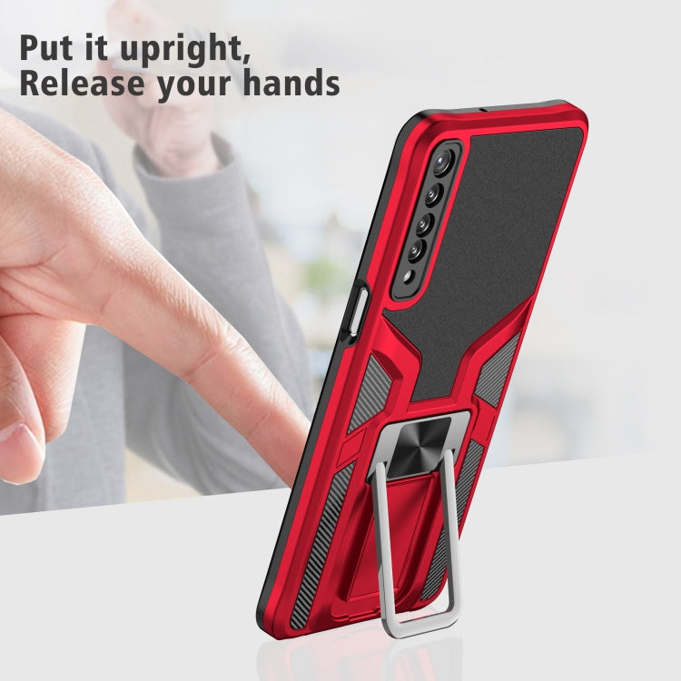 For LG Stylo 7 Armor 2 in 1 PC + TPU Magnetic Shockproof Case with Foldable Holder