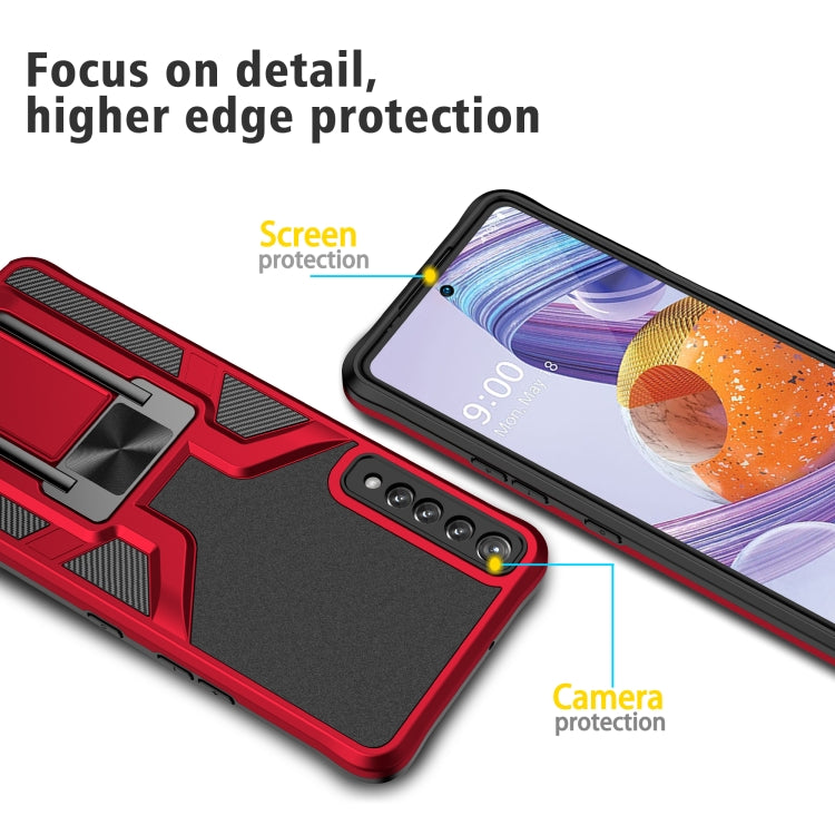 For LG Stylo 7 Armor 2 in 1 PC + TPU Magnetic Shockproof Case with Foldable Holder
