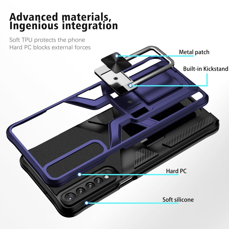For LG Stylo 7 Armor 2 in 1 PC + TPU Magnetic Shockproof Case with Foldable Holder
