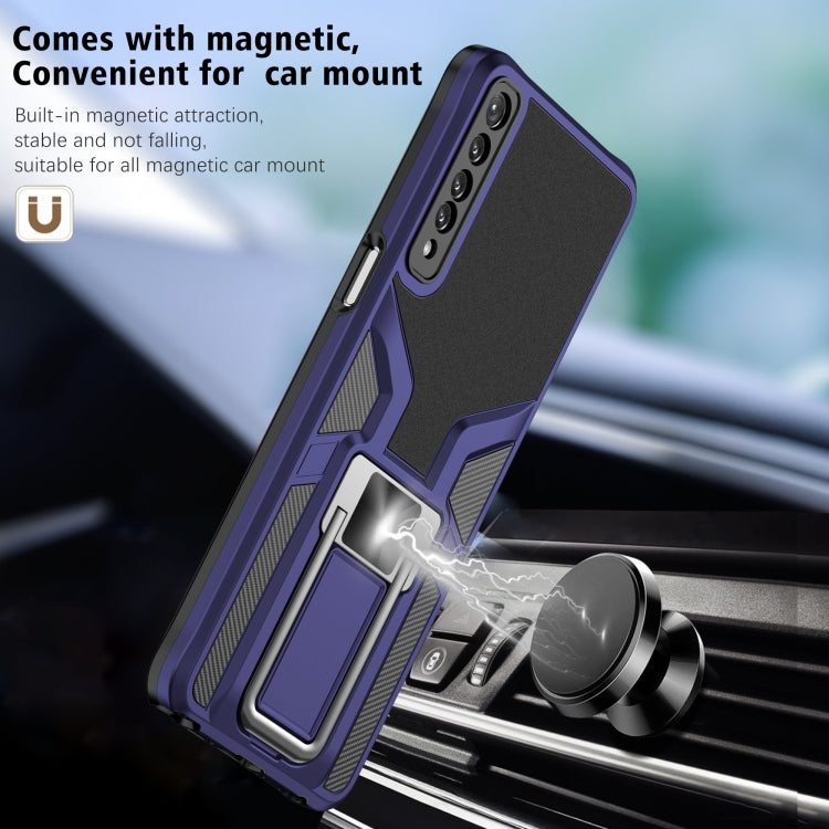 For LG Stylo 7 Armor 2 in 1 PC + TPU Magnetic Shockproof Case with Foldable Holder