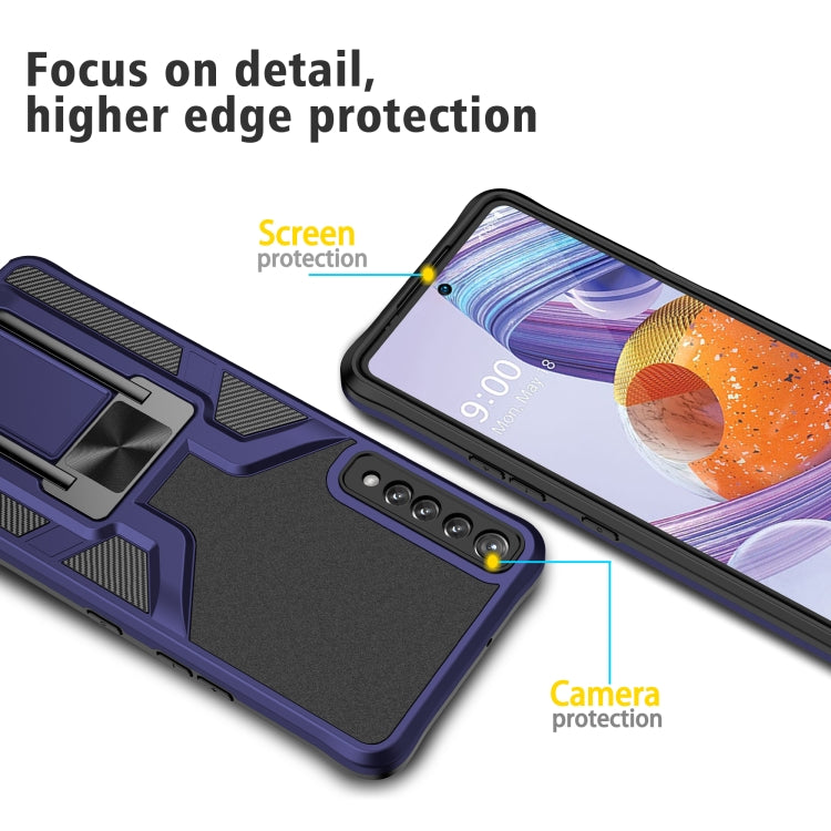 For LG Stylo 7 Armor 2 in 1 PC + TPU Magnetic Shockproof Case with Foldable Holder