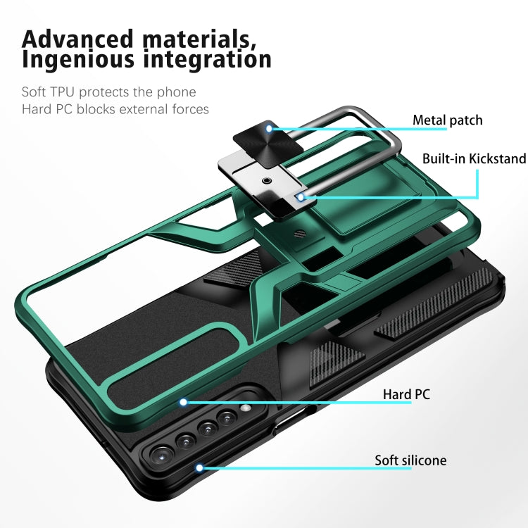 For LG Stylo 7 Armor 2 in 1 PC + TPU Magnetic Shockproof Case with Foldable Holder