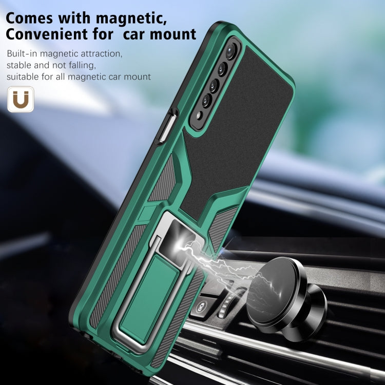 For LG Stylo 7 Armor 2 in 1 PC + TPU Magnetic Shockproof Case with Foldable Holder