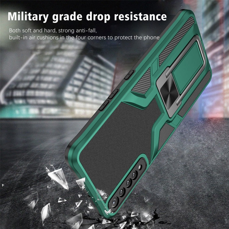 For LG Stylo 7 Armor 2 in 1 PC + TPU Magnetic Shockproof Case with Foldable Holder