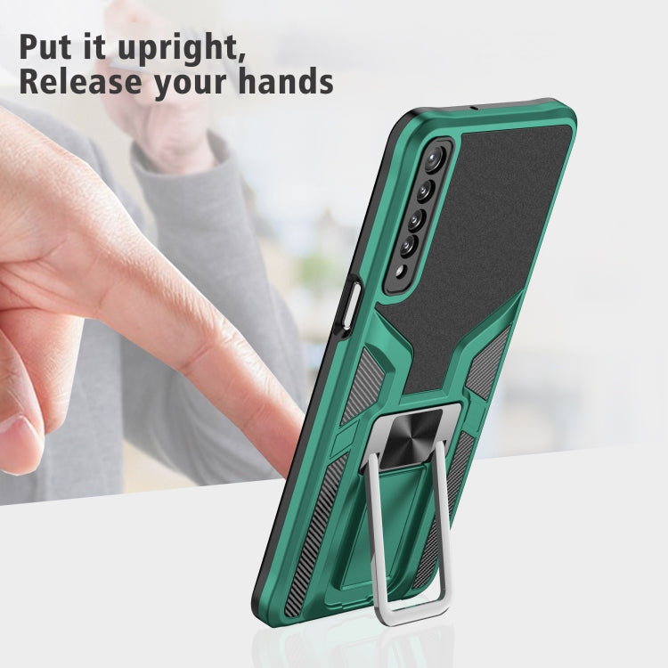 For LG Stylo 7 Armor 2 in 1 PC + TPU Magnetic Shockproof Case with Foldable Holder