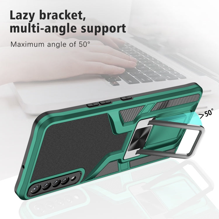 For LG Stylo 7 Armor 2 in 1 PC + TPU Magnetic Shockproof Case with Foldable Holder
