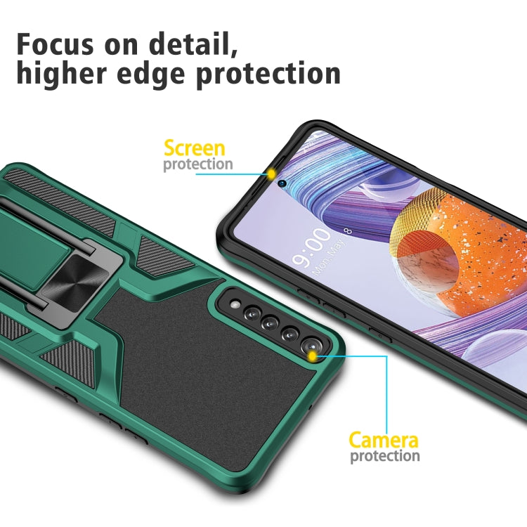 For LG Stylo 7 Armor 2 in 1 PC + TPU Magnetic Shockproof Case with Foldable Holder