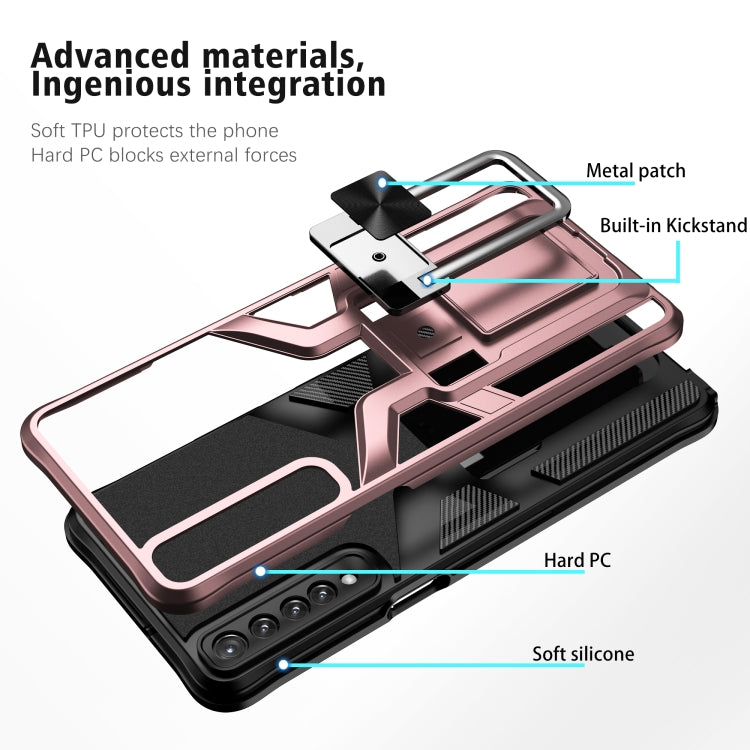 For LG Stylo 7 Armor 2 in 1 PC + TPU Magnetic Shockproof Case with Foldable Holder