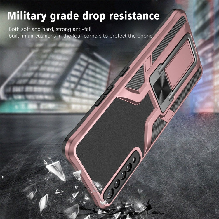 For LG Stylo 7 Armor 2 in 1 PC + TPU Magnetic Shockproof Case with Foldable Holder