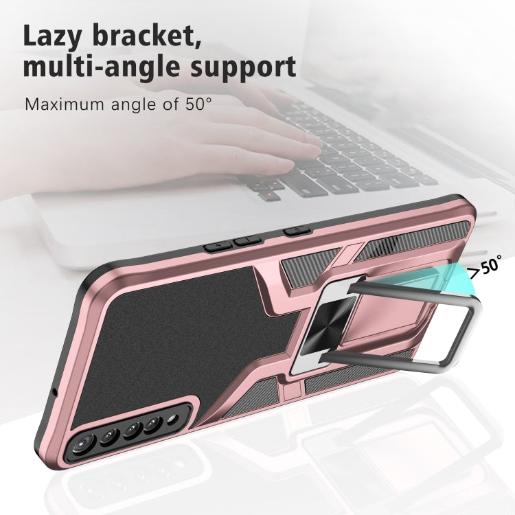 For LG Stylo 7 Armor 2 in 1 PC + TPU Magnetic Shockproof Case with Foldable Holder