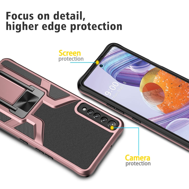 For LG Stylo 7 Armor 2 in 1 PC + TPU Magnetic Shockproof Case with Foldable Holder