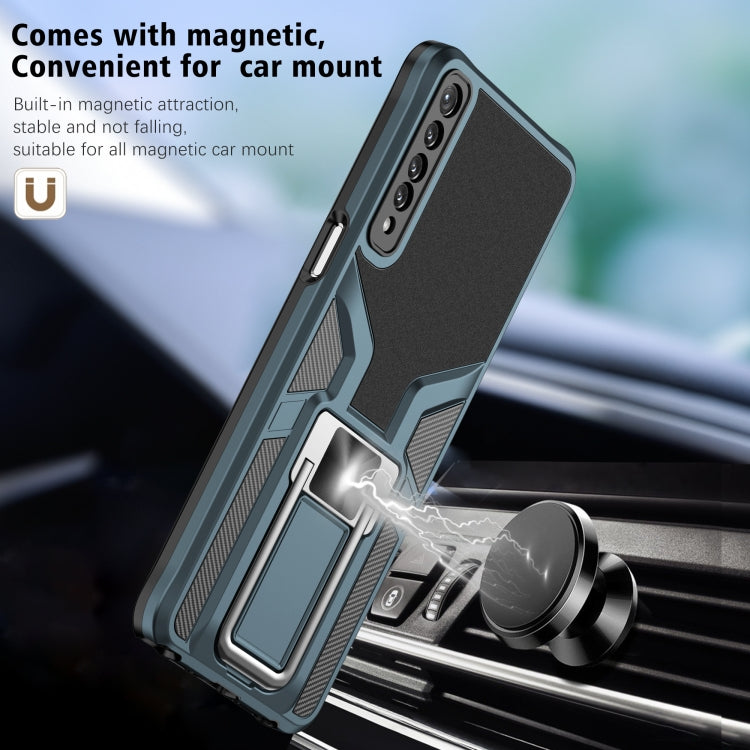 For LG Stylo 7 Armor 2 in 1 PC + TPU Magnetic Shockproof Case with Foldable Holder