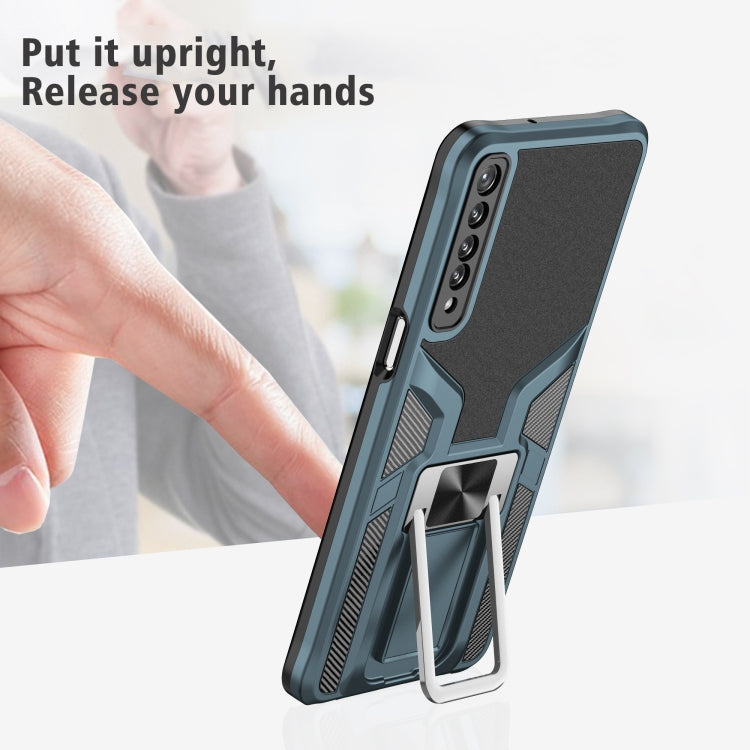 For LG Stylo 7 Armor 2 in 1 PC + TPU Magnetic Shockproof Case with Foldable Holder