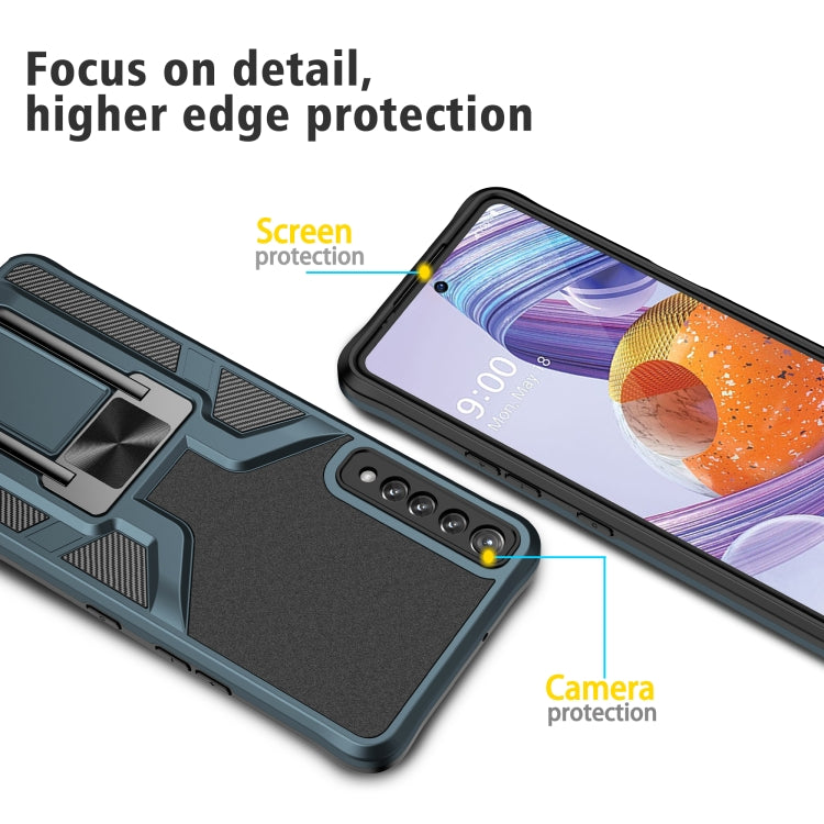 For LG Stylo 7 Armor 2 in 1 PC + TPU Magnetic Shockproof Case with Foldable Holder