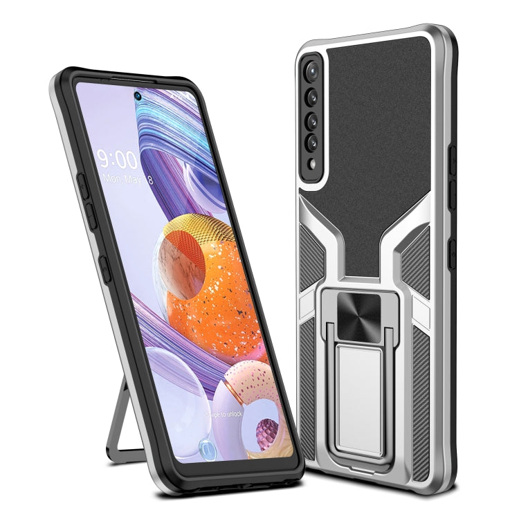 For LG Stylo 7 Armor 2 in 1 PC + TPU Magnetic Shockproof Case with Foldable Holder