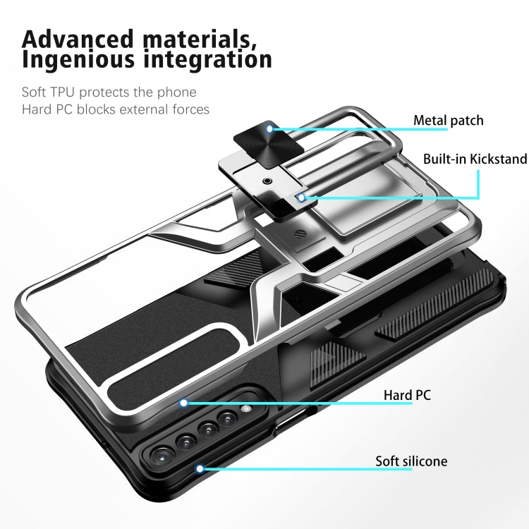 For LG Stylo 7 Armor 2 in 1 PC + TPU Magnetic Shockproof Case with Foldable Holder