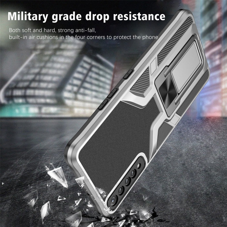 For LG Stylo 7 Armor 2 in 1 PC + TPU Magnetic Shockproof Case with Foldable Holder