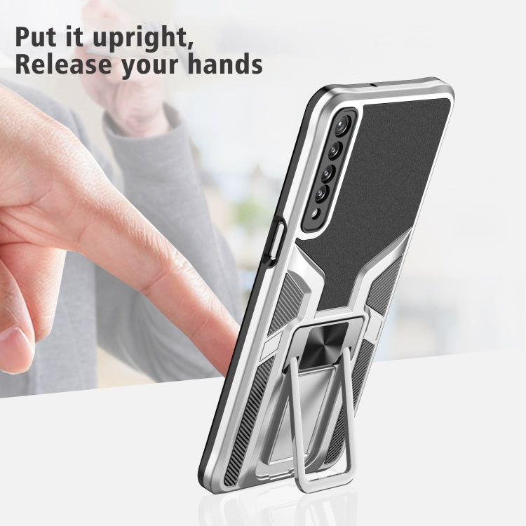 For LG Stylo 7 Armor 2 in 1 PC + TPU Magnetic Shockproof Case with Foldable Holder