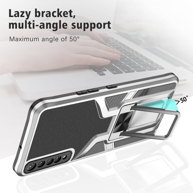For LG Stylo 7 Armor 2 in 1 PC + TPU Magnetic Shockproof Case with Foldable Holder