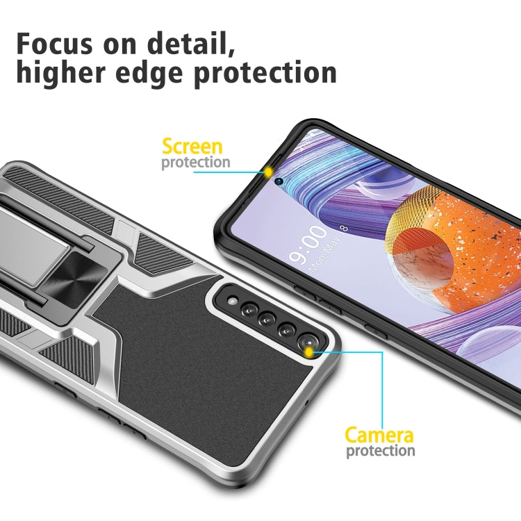 For LG Stylo 7 Armor 2 in 1 PC + TPU Magnetic Shockproof Case with Foldable Holder