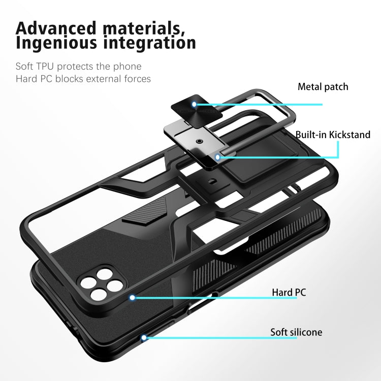 For Motorola Moto G Power 2021 Armor 2 in 1 PC + TPU Magnetic Shockproof Case with Foldable Holder