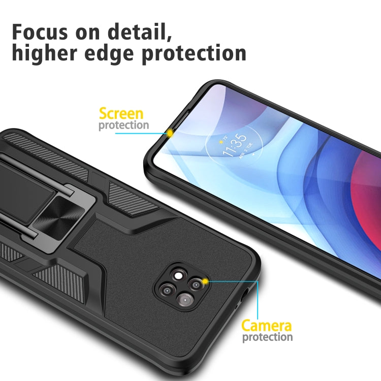 For Motorola Moto G Power 2021 Armor 2 in 1 PC + TPU Magnetic Shockproof Case with Foldable Holder