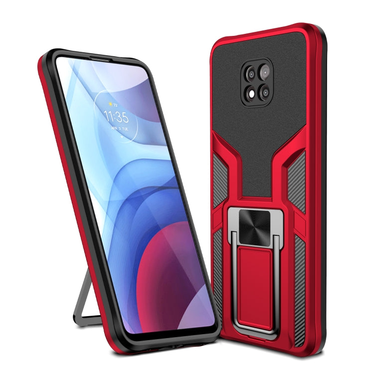 For Motorola Moto G Power 2021 Armor 2 in 1 PC + TPU Magnetic Shockproof Case with Foldable Holder