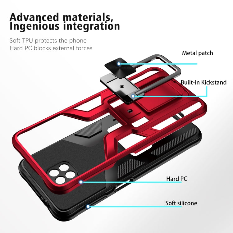For Motorola Moto G Power 2021 Armor 2 in 1 PC + TPU Magnetic Shockproof Case with Foldable Holder