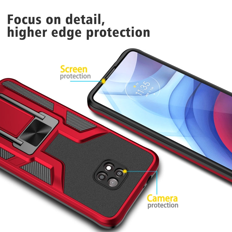 For Motorola Moto G Power 2021 Armor 2 in 1 PC + TPU Magnetic Shockproof Case with Foldable Holder