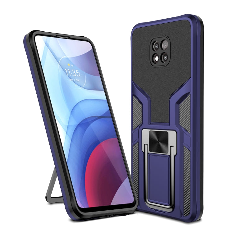 For Motorola Moto G Power 2021 Armor 2 in 1 PC + TPU Magnetic Shockproof Case with Foldable Holder