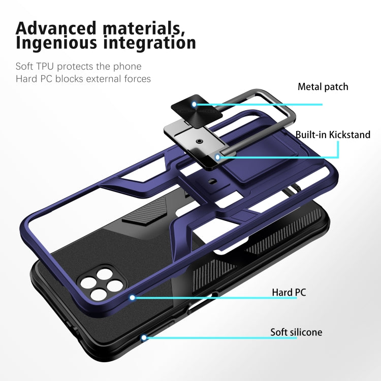 For Motorola Moto G Power 2021 Armor 2 in 1 PC + TPU Magnetic Shockproof Case with Foldable Holder