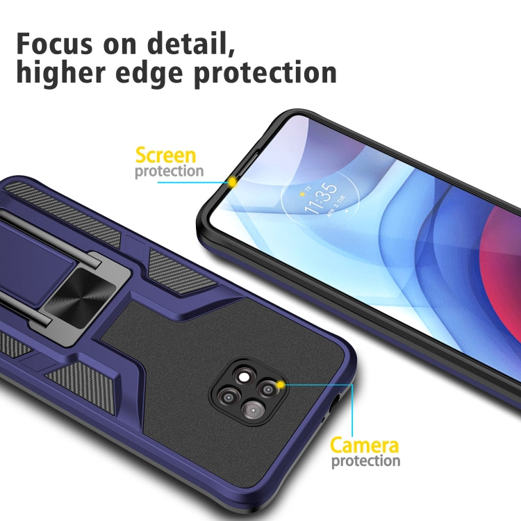 For Motorola Moto G Power 2021 Armor 2 in 1 PC + TPU Magnetic Shockproof Case with Foldable Holder