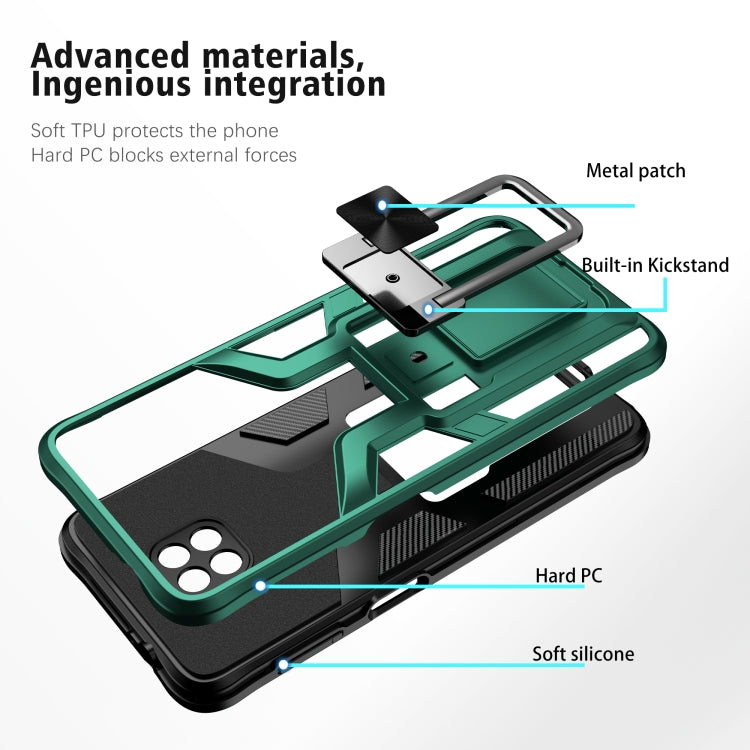 For Motorola Moto G Power 2021 Armor 2 in 1 PC + TPU Magnetic Shockproof Case with Foldable Holder