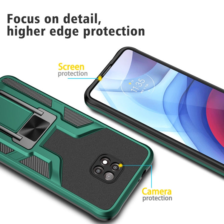 For Motorola Moto G Power 2021 Armor 2 in 1 PC + TPU Magnetic Shockproof Case with Foldable Holder