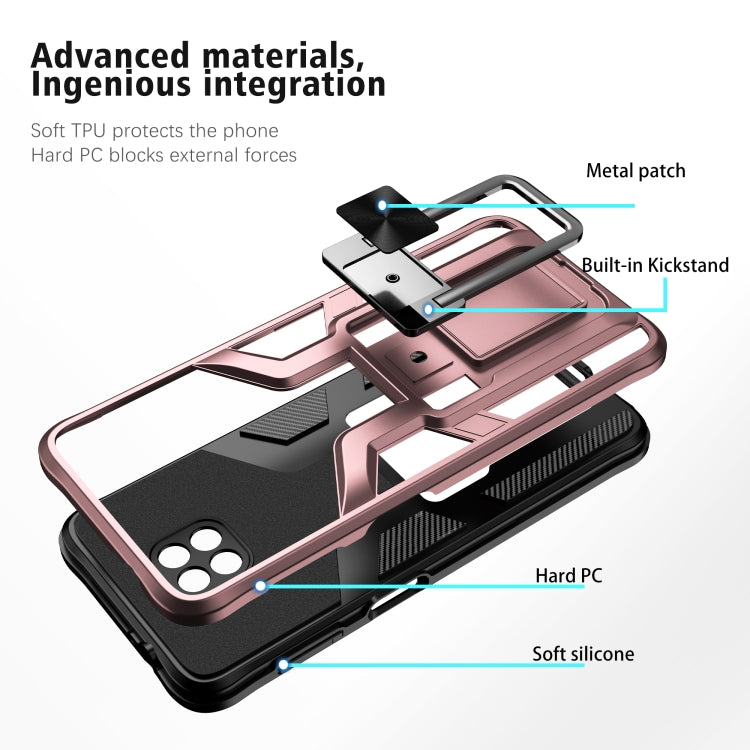 For Motorola Moto G Power 2021 Armor 2 in 1 PC + TPU Magnetic Shockproof Case with Foldable Holder