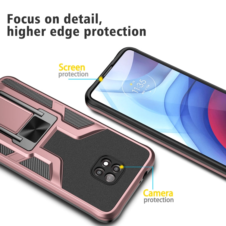 For Motorola Moto G Power 2021 Armor 2 in 1 PC + TPU Magnetic Shockproof Case with Foldable Holder