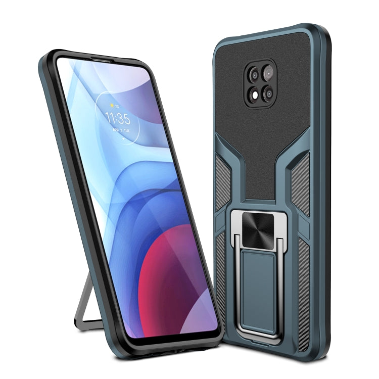 For Motorola Moto G Power 2021 Armor 2 in 1 PC + TPU Magnetic Shockproof Case with Foldable Holder