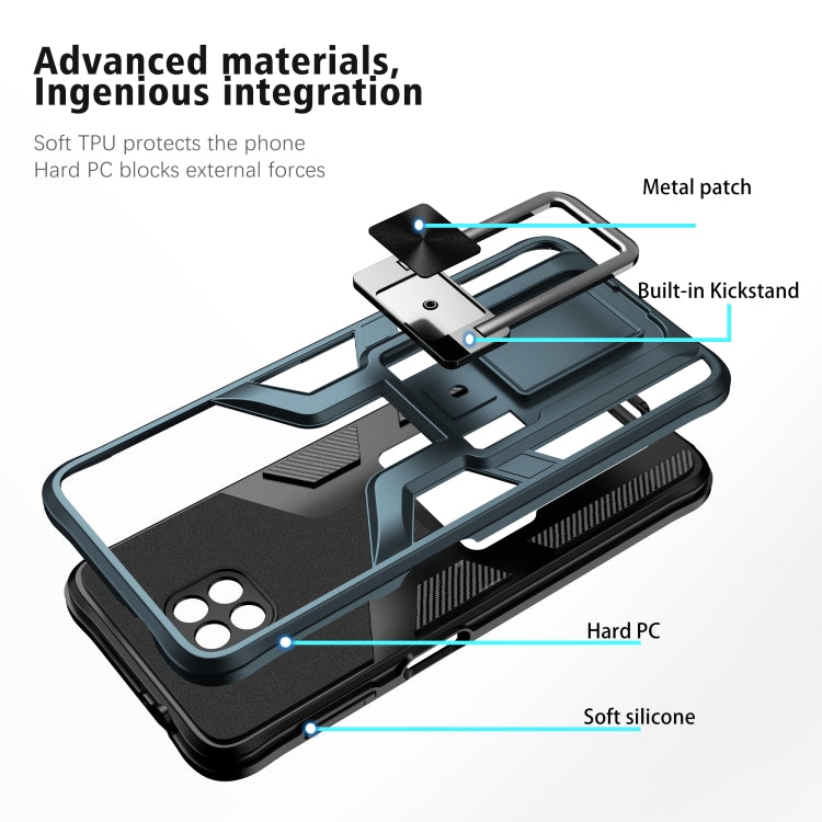 For Motorola Moto G Power 2021 Armor 2 in 1 PC + TPU Magnetic Shockproof Case with Foldable Holder